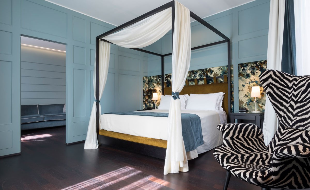 Elegant room at Stendhal Luxury Suites in the center of Rome, Italy